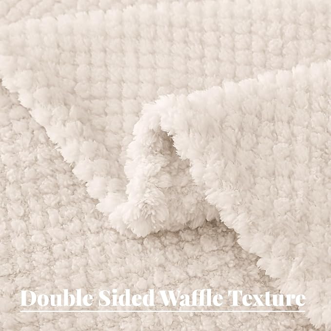 Whale Flotilla Soft Fleece King Size Bed Blanket, Ivory | 90x104 Inch, Suitable for Bed, Fluffy Fuzzy Jacquard Blankets for All Season, Lightweight and Cozy