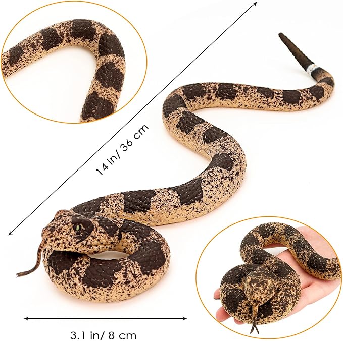 1pc Realistic Rubber Snakes, Plastic Snakes, Prank Snake Toys for Party, Tricking People, Kids Playing, Garden Props Decorations, 13in