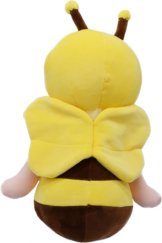 BABOLI Emotional Support Bee Stuffed Animal with Smile Face and Yellow Wings Soft Plush Fuzzy Bumblebee Toy Pillow Pretty Sweet Gifts for Honey Kids or Stuff Collection 12 Inches