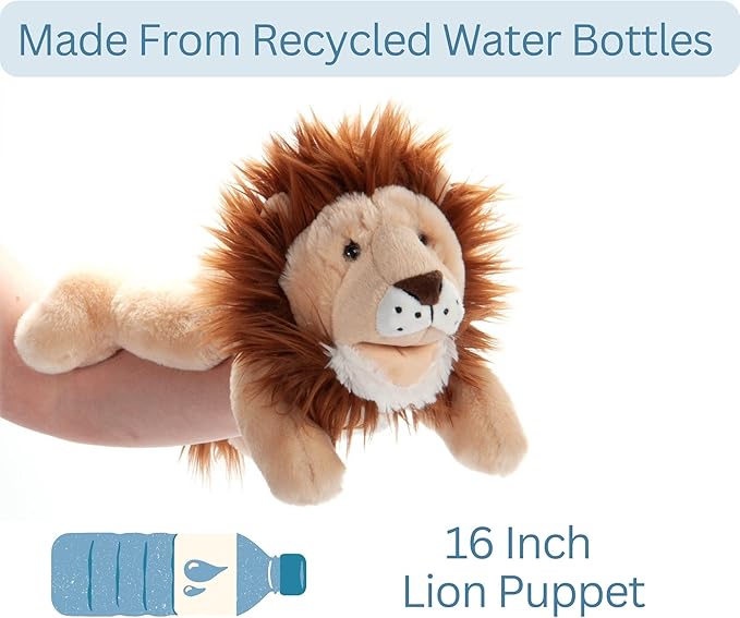 The Petting Zoo Lion Hand Puppet Stuffed Animal Plushie, Gifts for Kids, Puppetz Animals, Lion Interactive Puppets Plush Toy 16 Inches