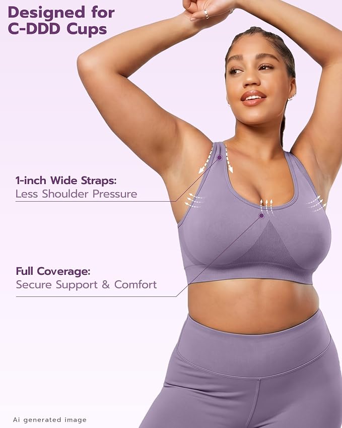 FITTIN Adjustable Sports Bra for Large-Bust: Adjust Support for Workout | No More Settling Dial in Your Perfect Fit Full Coverage No Spillage for Gym & Yoga - for C–DDD Cup Plus Size Large Bust Women