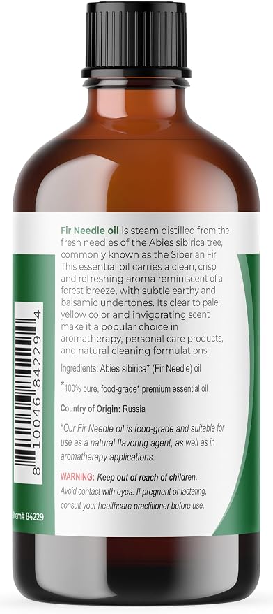 Viva Doria Fir Needle Essential Oil, 100% Pure, Natural Essential Oil, Undiluted, for Aromatherapy | Food Grade, 118 mL (4 Fluid Ounce)