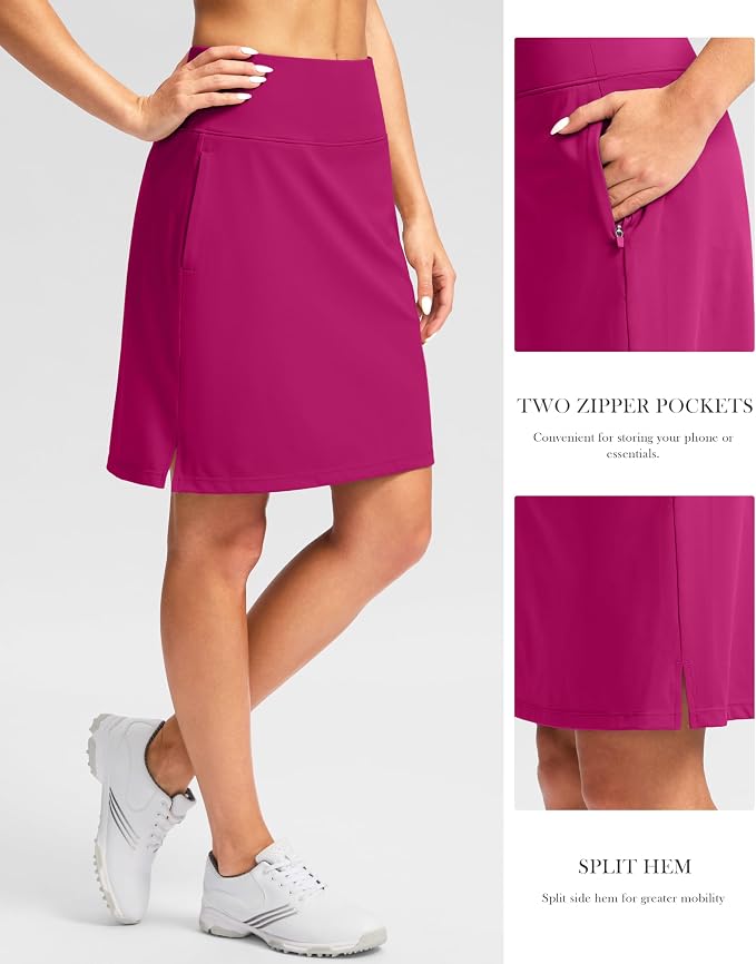 G Gradual 20" Skorts with Pockets Knee Length Golf Skirt | Built in Soft Shorts, High Waisted, Tummy Control, Breathable, Long Skorts for Athletic, Tennis, Dressy, Casual, Summer
