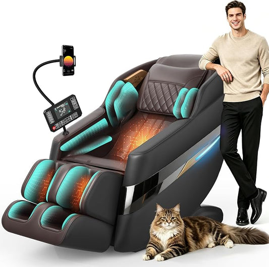 FURNIMAT 2026 Massage Chair Full Body, 3D SL-Track Zero Gravity Shiatsu Massage Chair Recliner with AI Control, Body Scan, Airbags, Heating, Foot Roller, Auto Modes, Bluetooth Speaker