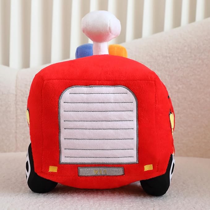 Soft Plush Fire Engine Stuffed Truck Toy Super Cute Rescue Vehicle Plushie Excellent Gifts for Kids or Birthday Party 10 Inches (Fire Engine)
