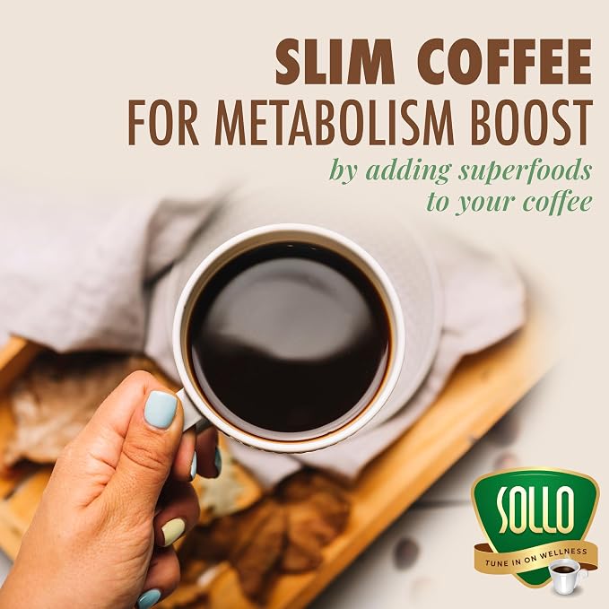 SOLLO Organic Slim Coffee Pods, Medium Roast, Low Acid, Diet-Support, Slim, Single Serve Pods, Compatible With 2.0 K-Cup Keurig Brewers, 24 K Cup