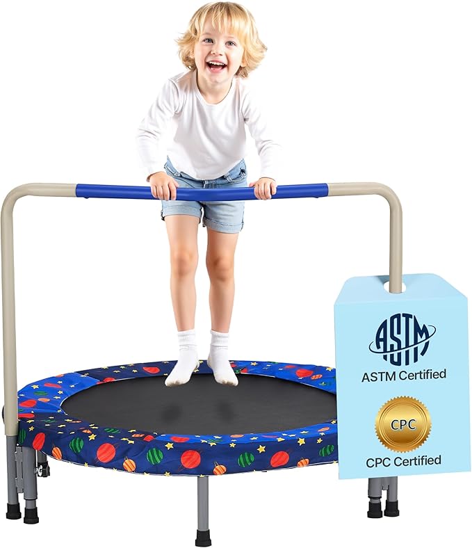 VEVOR 3FT Trampoline for Kids, 36" Trampolines Indoor/Outdoor Trampoline for Toddlers, Foldable Mini Baby Jump Toy with Foam Handle, Recreational Trampolines Birthday Gift for 3+ Years Kids