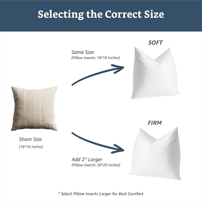 18x18 Feather Pillow Inserts Set of 2-100% Cotton Cover, Breathable and Skin Friendly - Decorative Throw Pillow Inserts for Sofa, Chairs, Beds, Benches (18x18 inch, White, Set of 2)