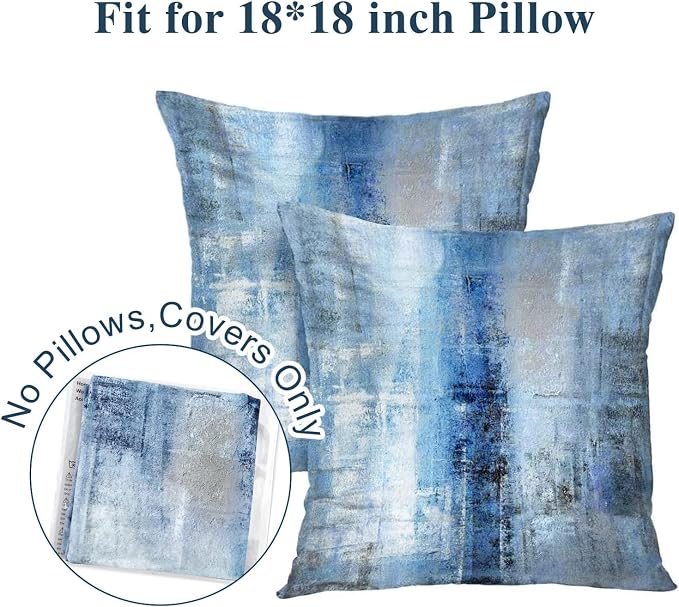 Throw Pillow Covers for Couch, 18x18 Inch, 2 Pack, Blue Grey | Decorative Throw Pillow Covers Cushion Covers for Couch Bedroom Sofa Living Room