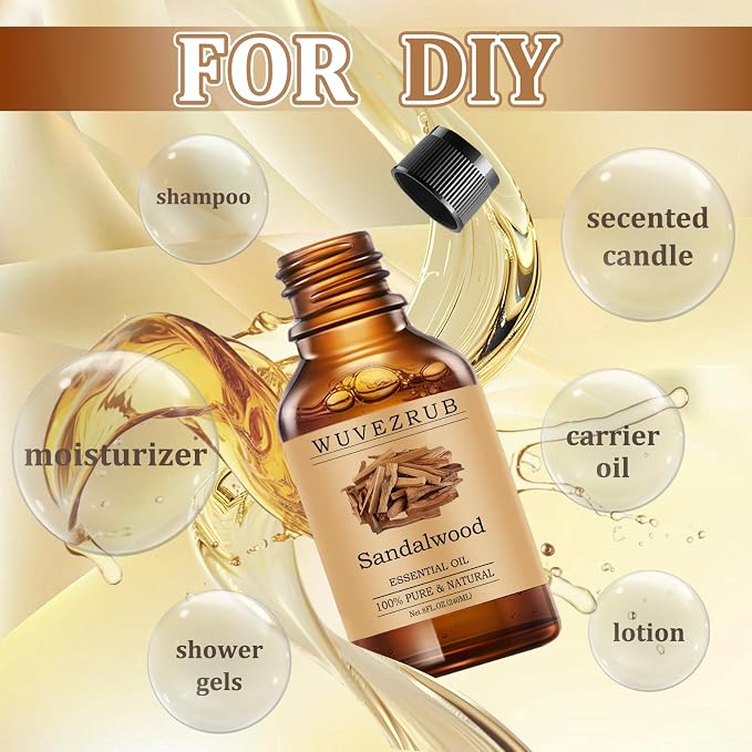 Sandalwood Essential Oils 240ML, Pure Sandalwood Essential Oil for Aromatherapy Diffuser - 8 Fl Oz