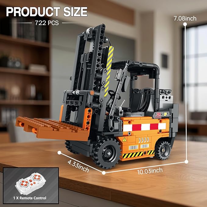 Forklift Truck Building Block Kit,RC Forklift Toys APP Remote Control Construction Machinery Set 22002, Shelf Lifted Truck,Educational Engineering Stem Building Toys for Boys Girls,722 PCS