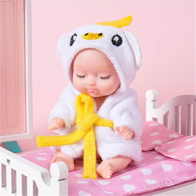 6 Pcs 4.3 Inch Mini Baby Dolls Set with Cute Small Baby Doll Clothes, Child-Safe Role Play Toys for Toddlers Girls Boys Kids 3+ Christmas Birthday Gift Sets