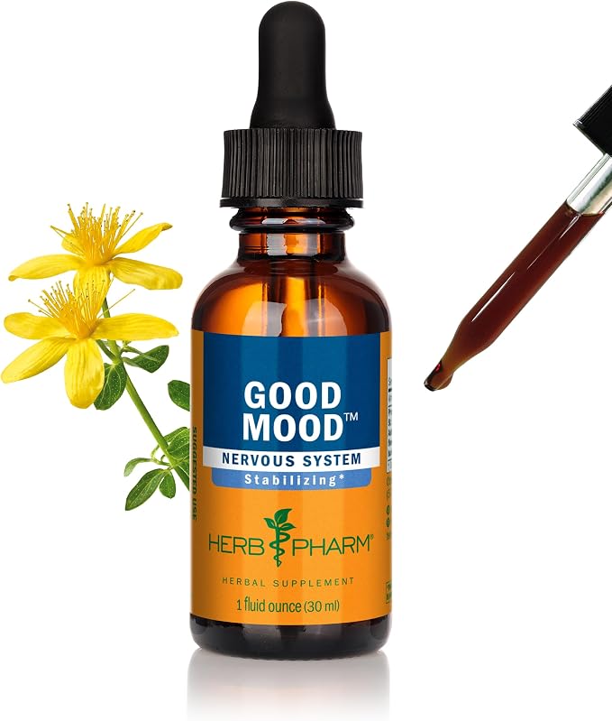 Herb Pharm Good Mood Support Supplement: with St. John's Wort & Certified Organic Ashwagandha | Positive Mood & Emotional Balance Support Tincture| Fast-Absorbing, Non-GMO |Up to 2 Week Supply, 1 oz*