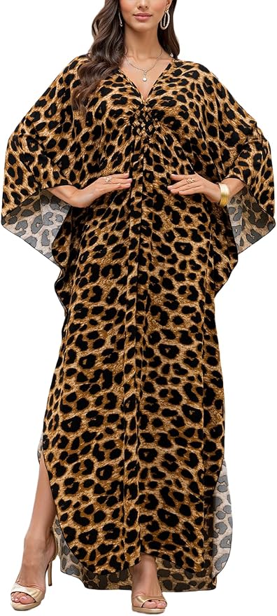Mumu Dresses for Women Plus Size, Bohemian Kaftan Beach Cover Up Long Maxi Nightgown Soft Loungewear