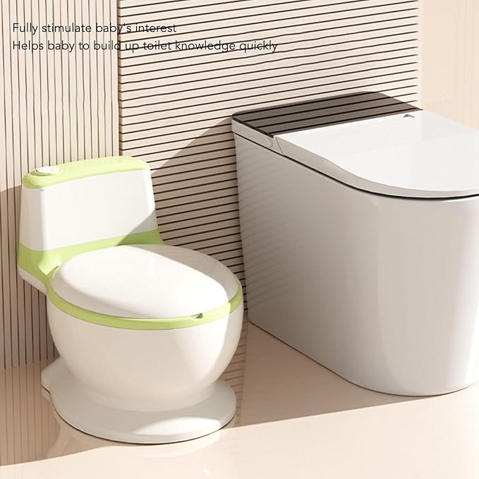 Adjustable Portable Kids Potty Training Seat, Ergonomic and Safe Children's Toilet with Removable Potty Pot, Comfortable Non Slip Design for Home and Travel(Green)
