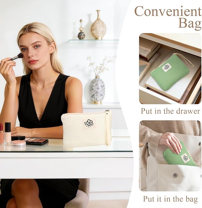Waffle Canvas Period Pouch First Period Kit Bag Small Discreet Menstrual Cup Pad Pouch Cute Sanitary Napkin Storage Bag Tampon Holder Multi-purpose Feminine Bag Green