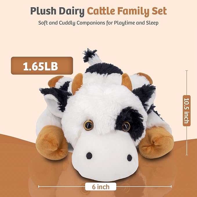 MARYSUN Microwavable Heated Cow Stuffed Animal - Weighted Stuffed Animal Plush, Heating Pad, Cozy Gift for Girls|Women|Kids|Elderly People