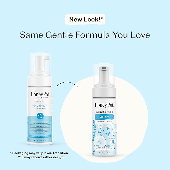 The Honey Pot Company - Sensitive Feminine Wash - Herbal Infused - PH Balanced Plant Based Natural Hygiene Products - 5.51 Fluid Oz (Pack of 2)