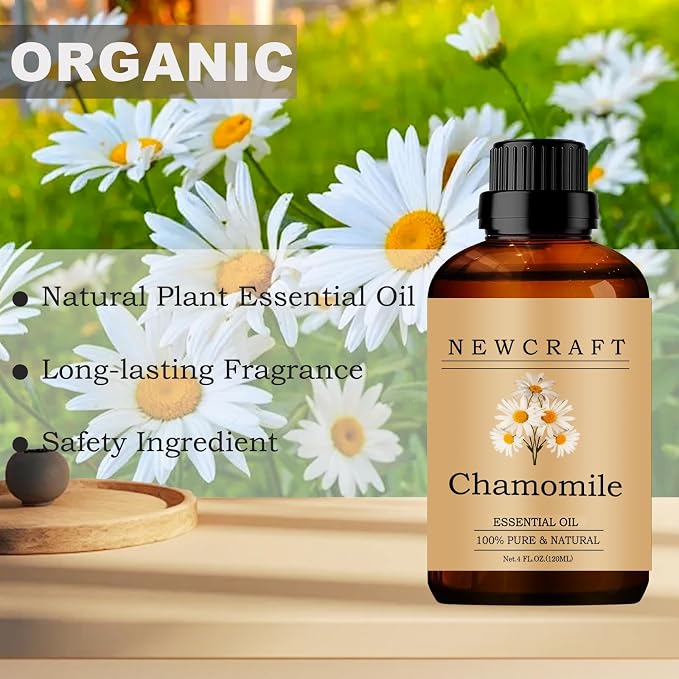 Chamomile Essential Oils 120ML, 100% Pure and Natural Essential Oil with Dropper for Aromatherapy Diffuser - 4 Fl Oz/Chamomile
