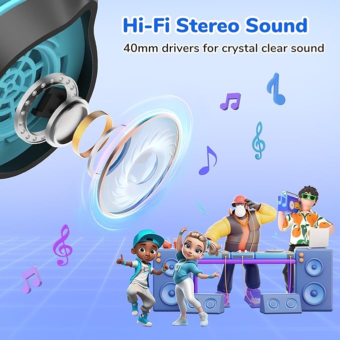 EarFun S1 Kids Headphones, Foldable Wired Headphones for Kids, 85dB Volume Limit, Stereo Sound, Adjustable Headband, Portable Lightweight On-Ear Headphone for School/Travel/Boys/Girls/PC, Black