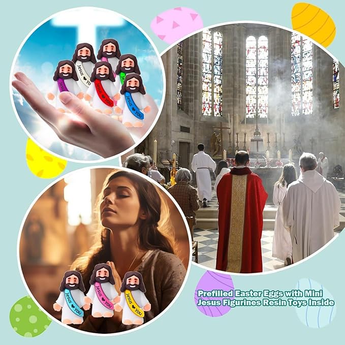 60PCS Little Jesus Figures Mini Jesus Figures Hide and Seek Religious Party Favors Sunday School Easter Egg Stuffers