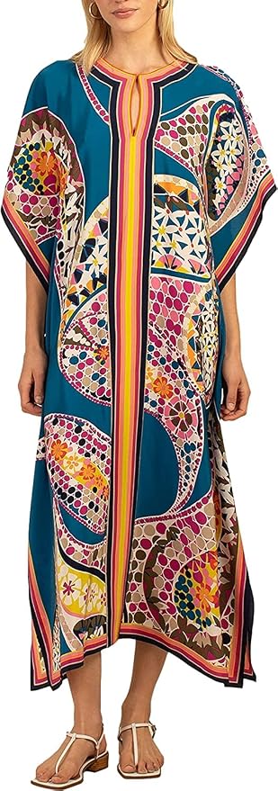 Venasha Womens Caftan Floral Print Kaftan Dress Short Sleeve Swimsuit Cover up Loungewear for Summer