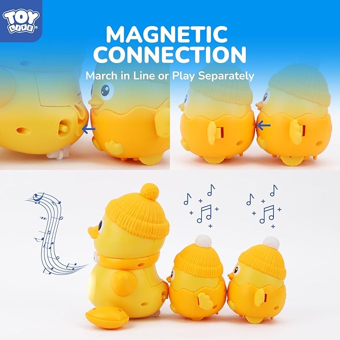 TOY Life Baby Toys 6-12 Months Musical Dancing Duck Toy Set with Mama & Baby Ducklings, Interactive Moving Crawling Toys, Duck Family Baby Tummy Time Toys Easter Birthday Gift for 1 Year Old