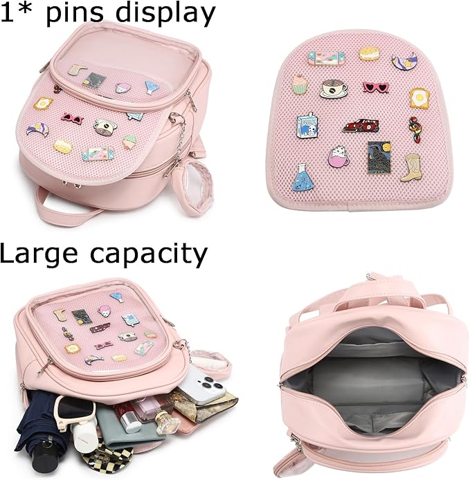 CHERRY SAUCE Kawaii Backpack PU Leather Ita Bag Aesthetic Cute Purse Pin Display