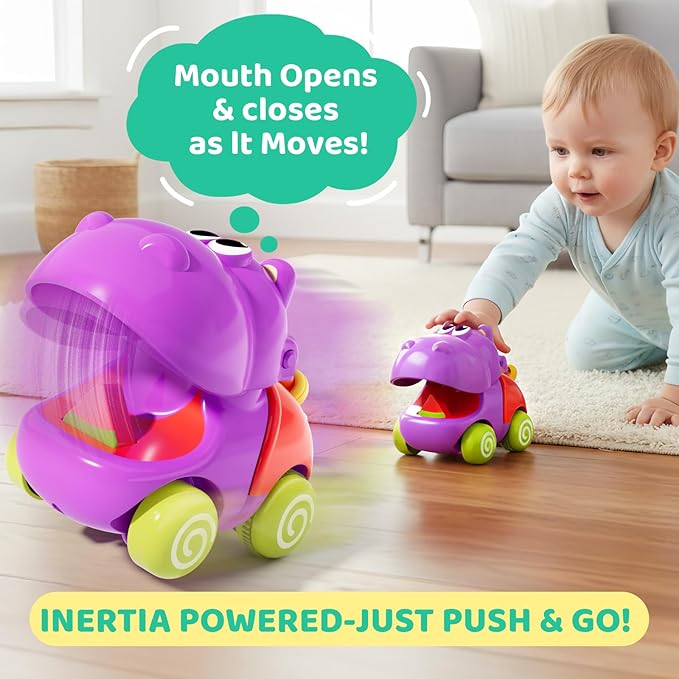 ALASOU Push and Go Animal Car Toys for 1 Year Old Boy Girl|Baby Toys 1 Year Old Boy Gifts for Toddlers 1-3|Vehicle Toy Set for Toddler Toys 1-2|1st Birthday Gift for Infant 6 9 12 18 Months