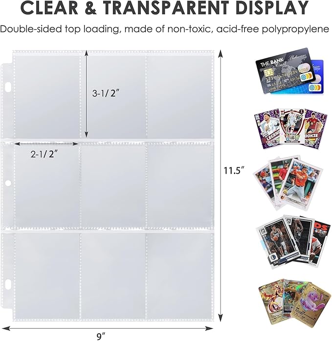 HBK Soccer Card Binder 9 Pocket, PU Leather Soccer Cards Binder with 50 Sleeves for Sports Card Storage, Soccers Gift for Trading Cards Collectors (NO-7, 900 Pockets)