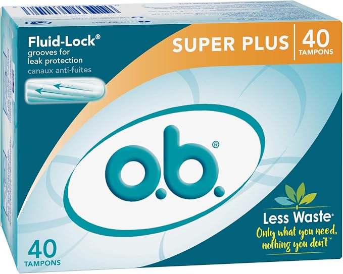 o.b. Tampons Super Plus | Non-Applicator | Unscented | 40 Count | Pack of 2