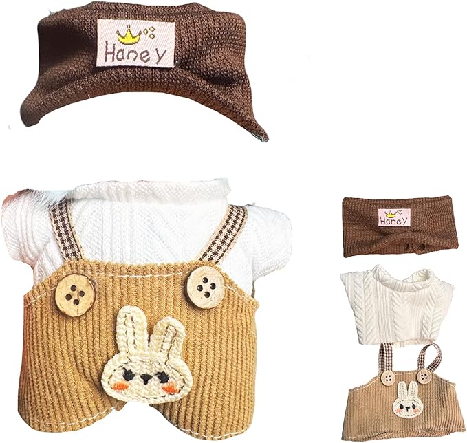 ‌Premium Knit Doll Clothing Set(NO Doll) - Soft Stretch Fit for 15cm/17cm Collectible Figures Multi-Style Outfits Stylish Miniature Clothes & Accessories Costume (Brown)