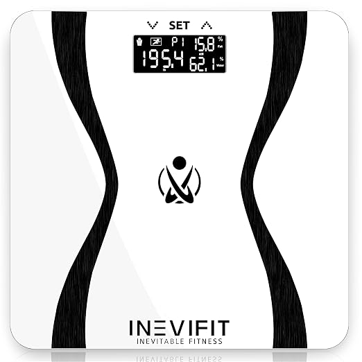 INEVIFIT Body-Analyzer Scale, Highly Accurate Digital Bathroom Body Composition Analyzer, Measures Weight, Body Fat, Water, Muscle & Bone Mass for 10 Users. Includes Batteries