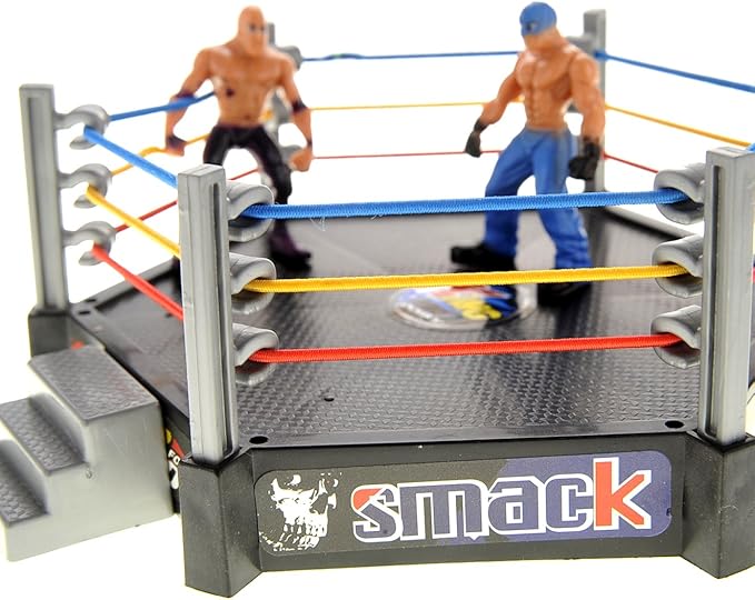 PowerTRC 2 Pack 32 Pcs Wrestling Toys for Kids, Wrestler Play Set with 2 Wrestle Rings Style, 12 Super Wrestlers, Many Realistic Accessories, Toy Figures Cake Topper Birthday Party Decoration Gift