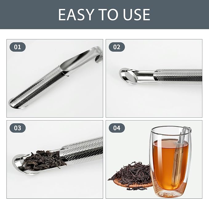 2 Sets Upgraded Tea Infuser for Loose ingredient Tea with Base - Durable Loose ingredient Tea Steeper, Portable Stainless Steel Tea Strainer for Home, Office & Travel