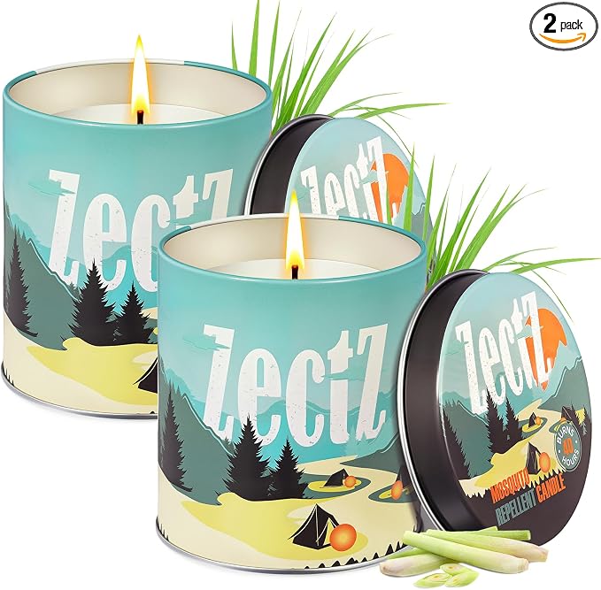 Citronella Candle for Outdoor Indoor, with Lemongrass, Rosemary, and Peppermint Oil, 9 oz 2 per Pack
