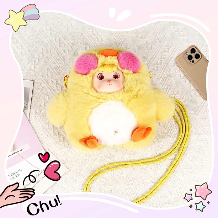 9inch Plush Bag Collection Crossbody Bags, Cute Girl Purses Fun & Unique Handbag Plush Shoulder Bag with Strap, Pockets