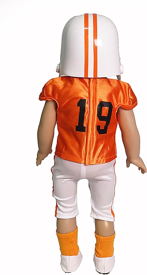 Orange and Black Football Uniform 6pc for 18-Inch Dolls | Premium Quality & Trendy Design | Dolls Clothes