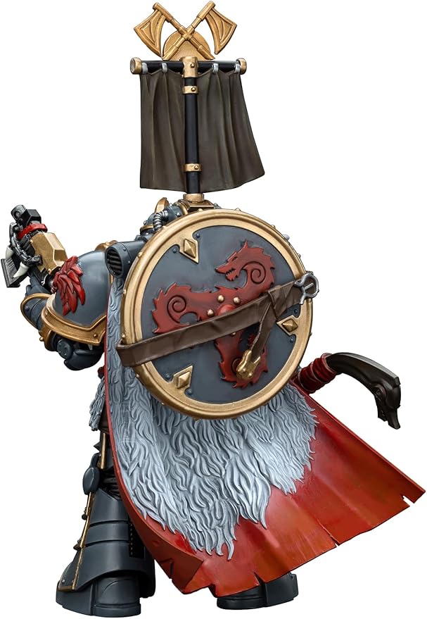 JOYTOY Warhammer 40K 1/18 Action Figures, Space Wolves Legion Praetor with Power Axe and Combat Shield Pistol for Collectors & Decor, Ideal Gift for Christmas, Character Figure - JT-00133