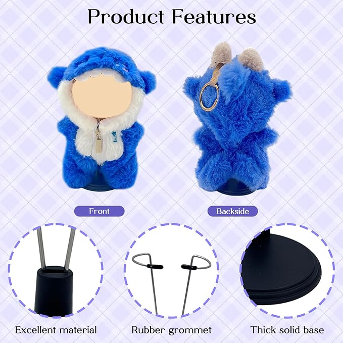 Adjustable Doll Stand - Universal Display Holder for 4-8" Dolls, Action Figures & Plush Toys Creative Storage Stand for Keep your Doll in a standing position (Black, 3PC)