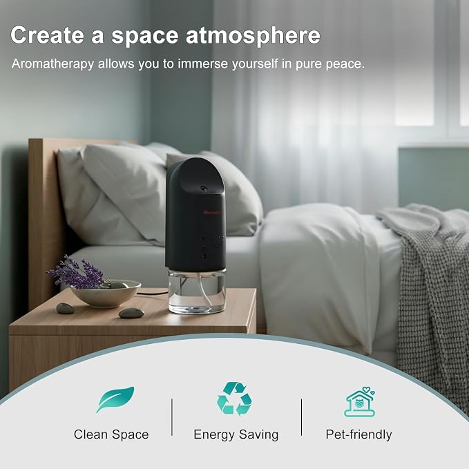 2026 Plug-in Essential Oil Diffuser – Waterless Scent Diffuser, Smart Wall Diffuser for Home, Office, & Spa, Covers Up to 500 Sq. Ft., 160ML Capacity, Portable Aromatherapy Aroma Diffuser, Black
