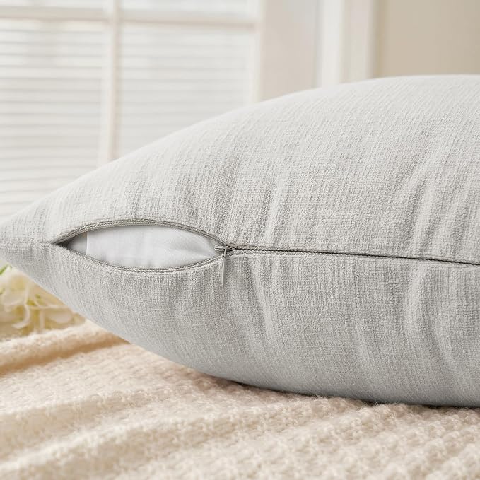MIULEE Light Grey Chenille Couch Throw Pillow Covers, 18x18 | Set of 2, Soft Modern Farmhouse Style, Decorative Pillowcases for Sofa Living Room Bed, Home Decor