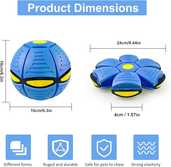 Magic Bouncing Ball 6-Light Dual Form – Pop up, Meta Ball Metaball Transforming Design – Flying Saucer Bouncy – Interactive Bouncing Balls for Parent-Child Interaction – Gift Pack – Blue