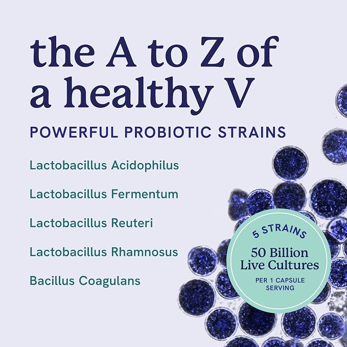 Vaginal Probiotics, 50 Billion CFU, Vaginal Health & pH Balance for Women | Healthy Odor & Yeast Balance, Womens Probiotics and Prebiotics with Cranberry Extract, Vegan and Gluten-Free, 30 Capsules