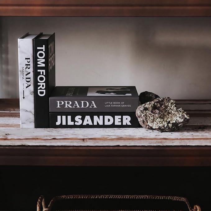 4 Pcs Decorative Books | Faux Marble Cardboard Coffee Table Decor | Minimalist Modern Look - Not Real, No Pages Inside - Arrives Flat, Tool-Free 2-Min Setup