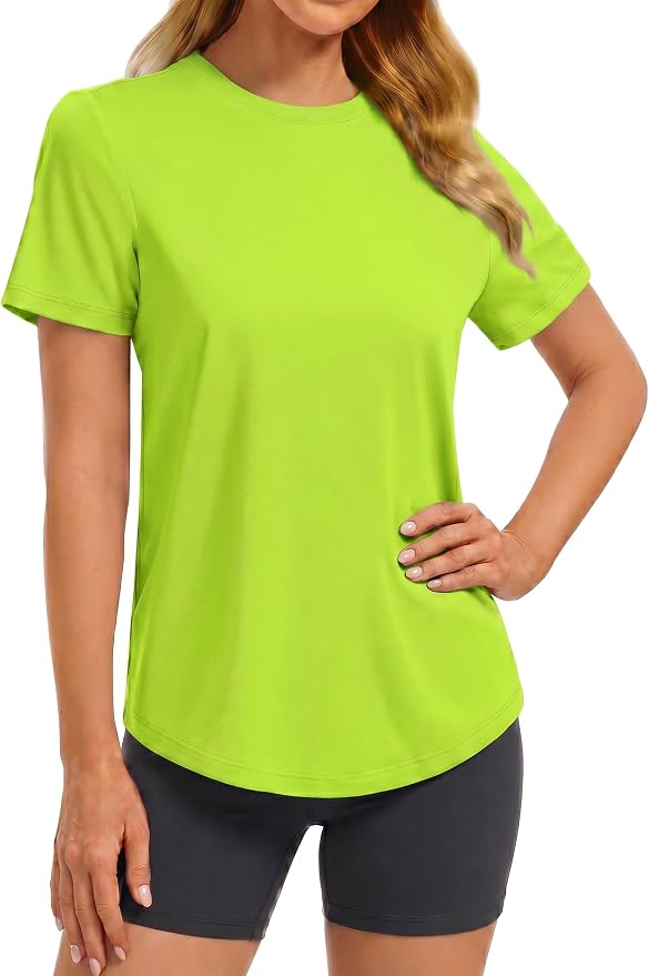 PINSPARK Soft Workout Tops for Women UPF 50+ Sun Protection Shirt Quick Dry Athletic Running Hiking Travel Basic Tee Shirts
