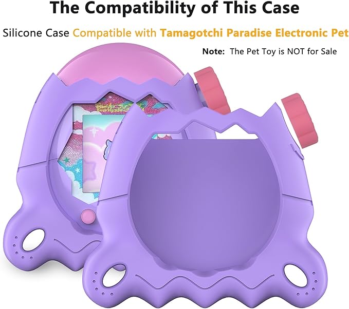 Silicone Case for Tamagotchi Paradise with Button Cap, Protective Cover with Screen Protector and Lanyard for Tamagotchi Paradise Pet Accessories (Purple)