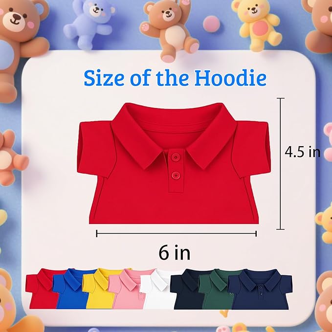 15 Pcs Personalized Teddy Bear Clothes with Name Photo, Custom Stuffed Animal Clothing Fit 8-16 inch Bears Clothes for Stuffed Animals, Doll Clothing Make Your Own Plush Doll Shirt