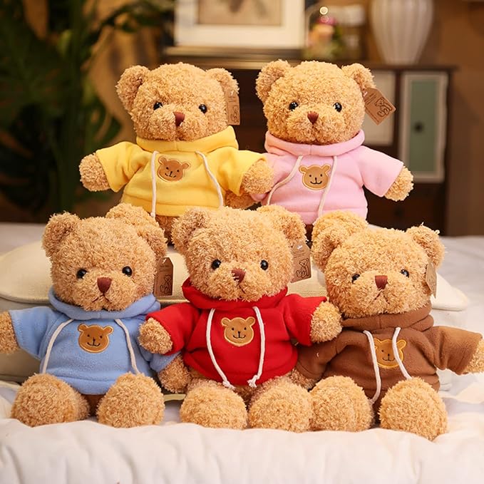 Aoriher 2 Pieces Christmas Stuffed Bears Animal Plush Gifts Prom 11.8 Inch Soft Bear Clothes Bear Plush for Newlyweds Mom Grandma Women Baby Shower Party Favor