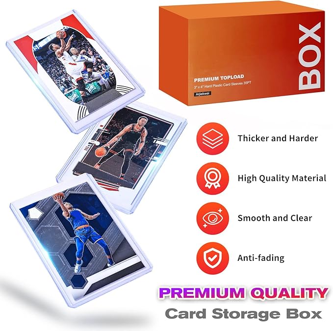 Arjiekwei 3"X 4" Card Sleeves Top Loaders for Cards, Baseball Protectors Hard Plastic, Premium Toploaders, Card Holder for Sports Baseball Trading Football Game Cards (100 Top Loaders)